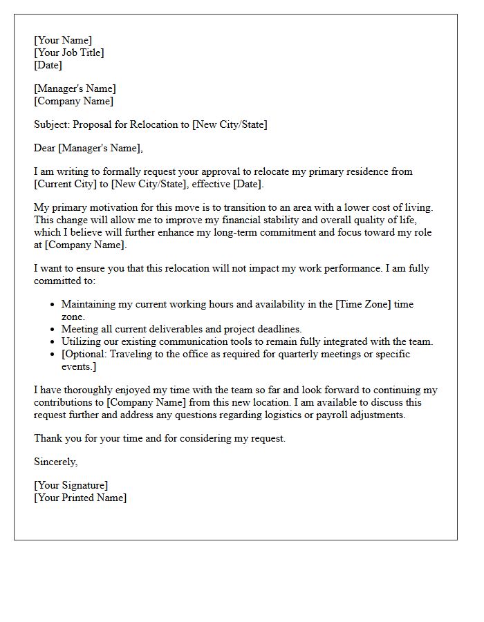 Relocating to a Lower Cost of Living Area Letter
