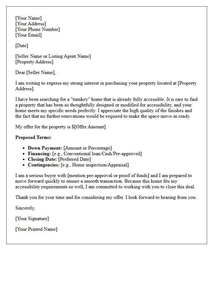 Purchasing an Accessible Turnkey Property Letter