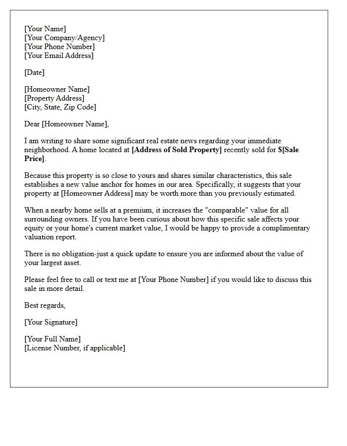 Recent Sale Value Anchor Letter