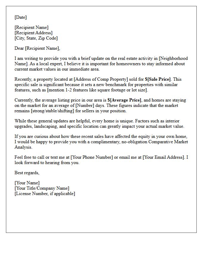 Local Market Update Price Anchor Letter