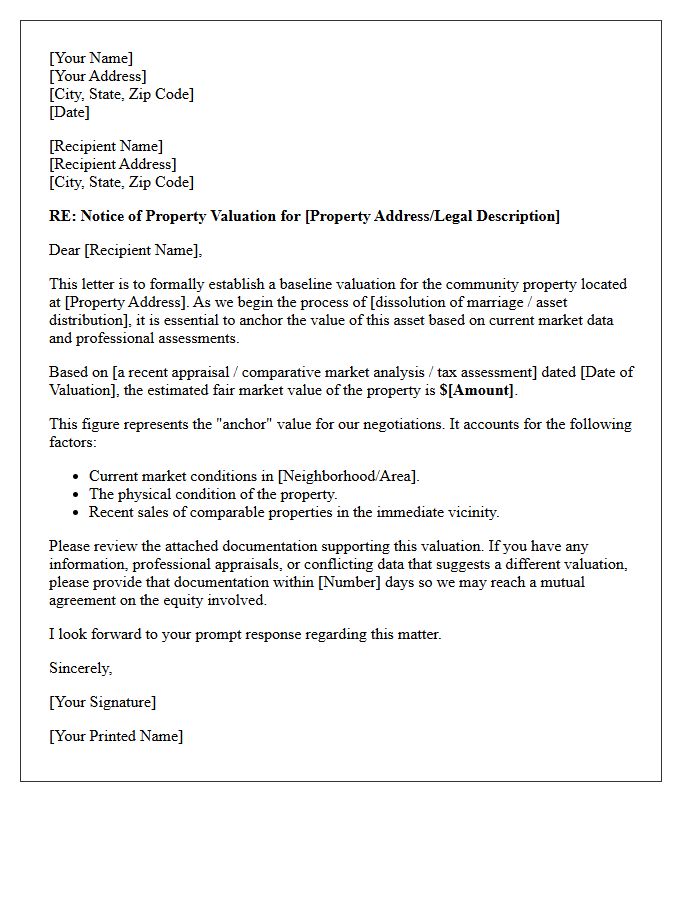Community Property Value Anchor Letter
