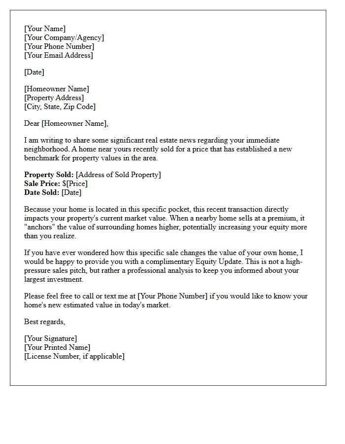 Recent Area Sale Price Anchor Letter
