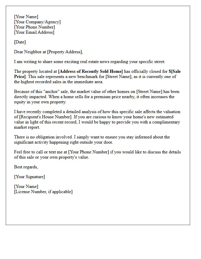 Street Specific Record Sale Anchor Letter