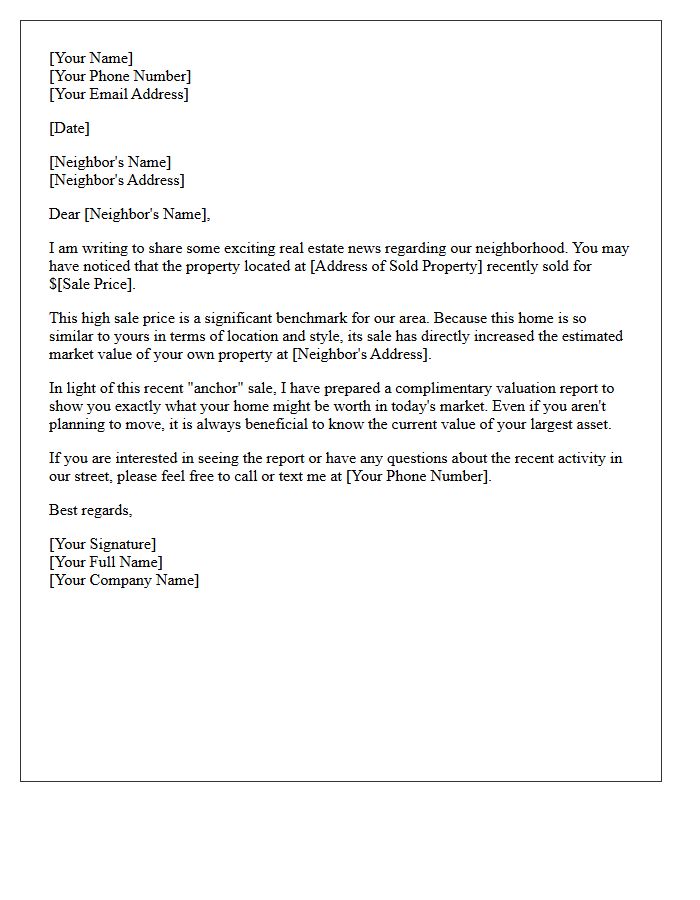 Neighboring Property High Sale Anchor Letter