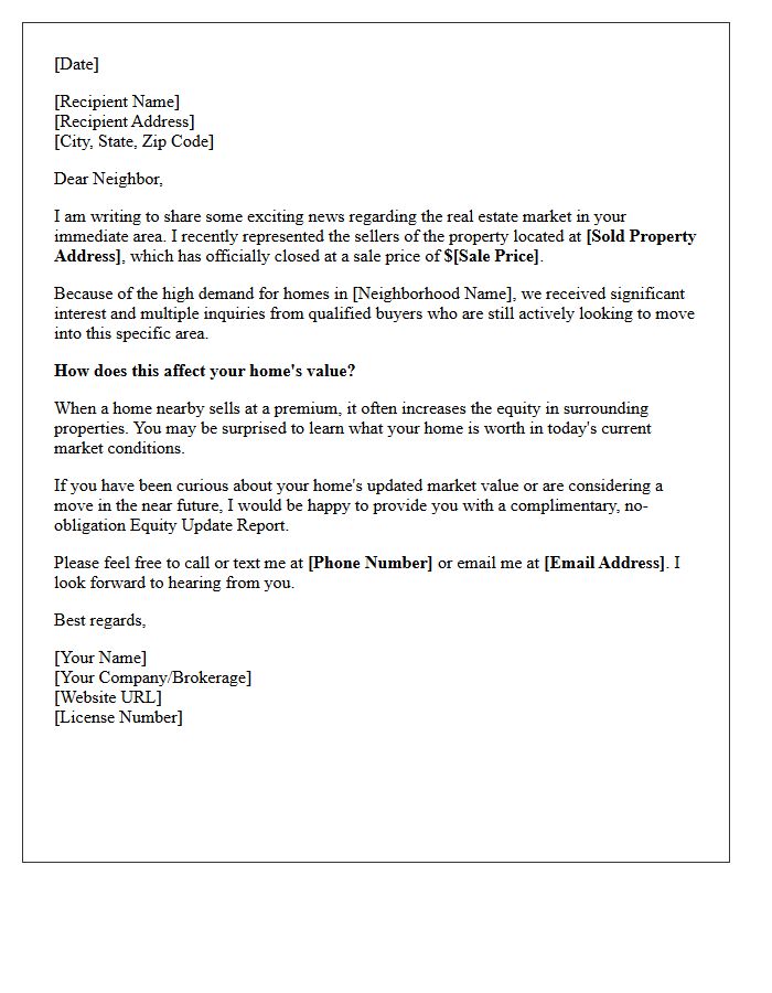 Local Equity Update Just Sold Letter