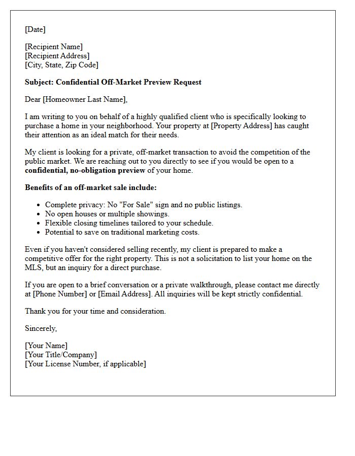 Confidential Off-Market Home Preview Letter