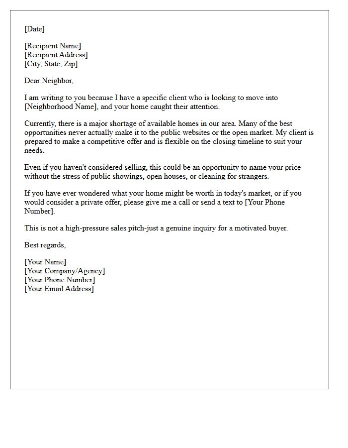 Secret Neighborhood Opportunity Teaser Letter