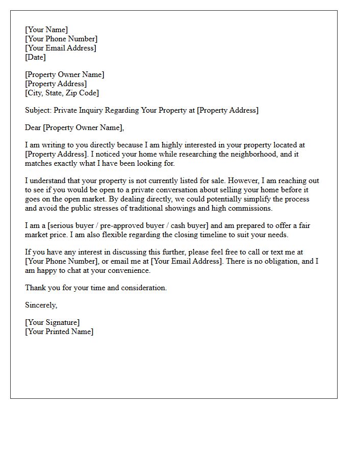 Unlisted Property Exclusive Access Letter