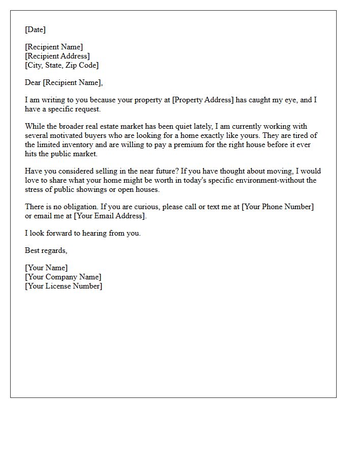 Quiet Real Estate Market Teaser Letter