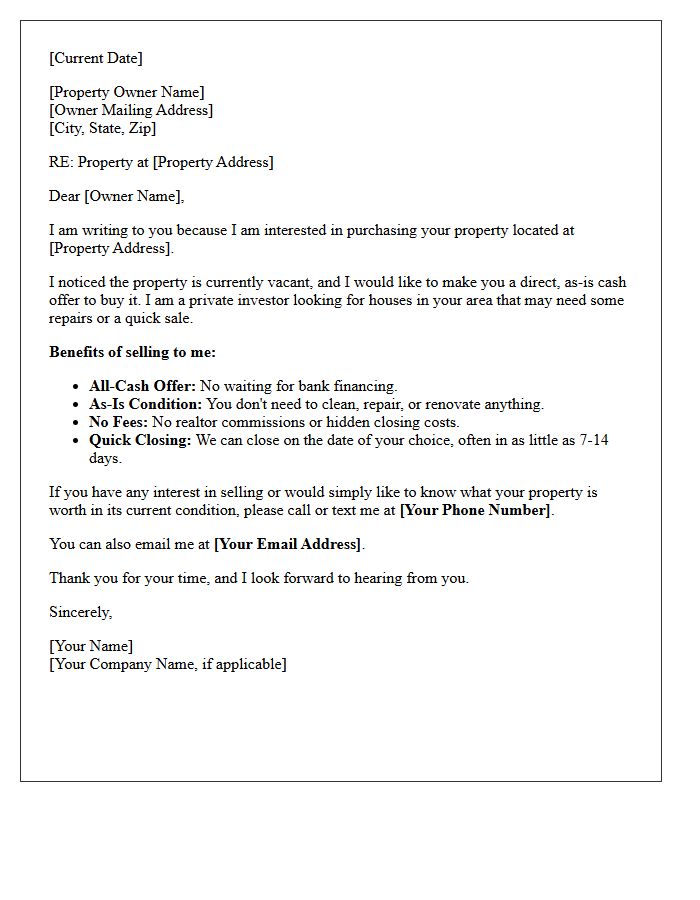 Distressed Vacant Property Cash Offer Letter
