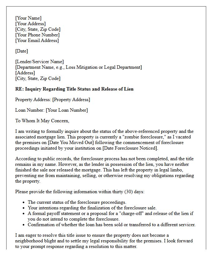 Zombie Foreclosure Title Resolution Inquiry Letter