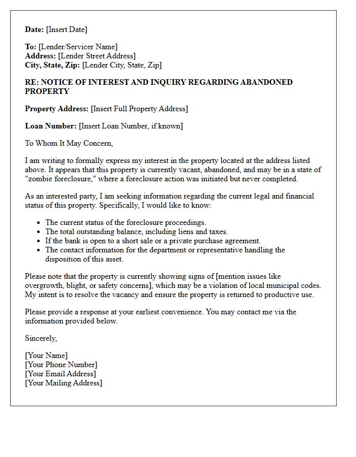 Zombie Foreclosure Notice Of Interest Letter