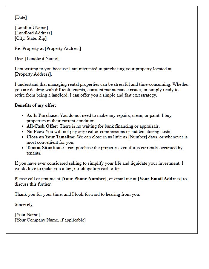 Tired Landlord As-Is Property Cash Offer Letter