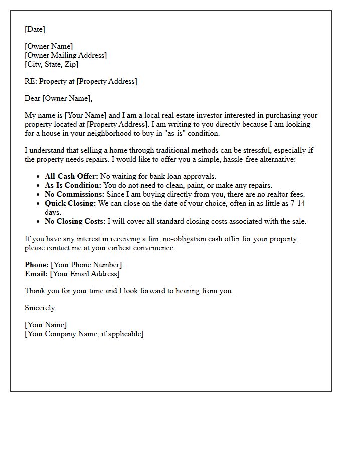 Off-Market Distressed Property Cash Offer Letter