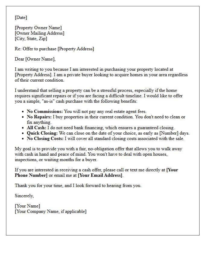 Direct Buyer Distressed Property Cash Offer Letter