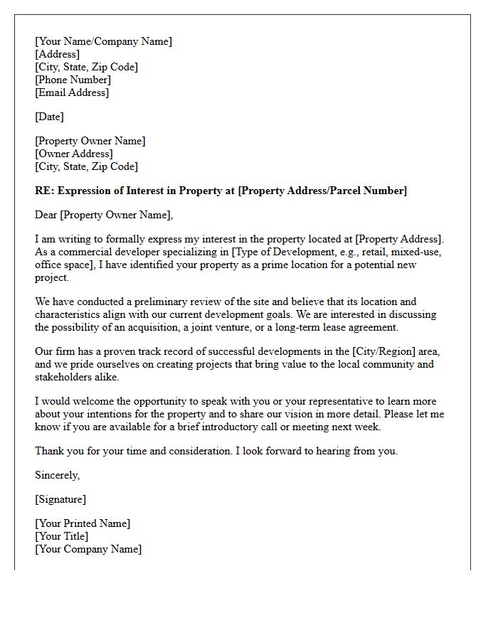 Commercial Developer Interest Letter