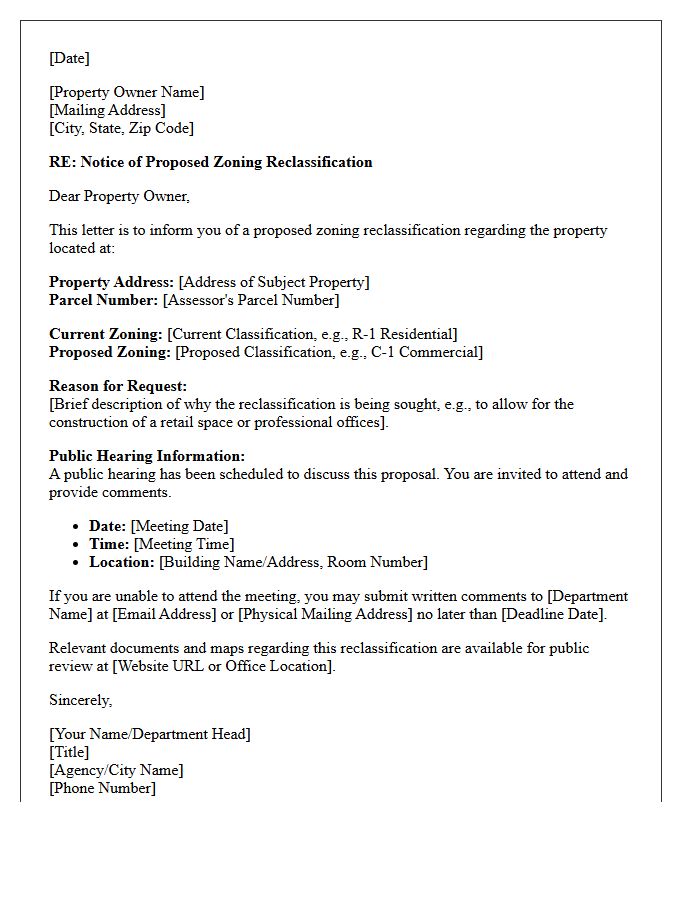 Zoning Reclassification Information Letter