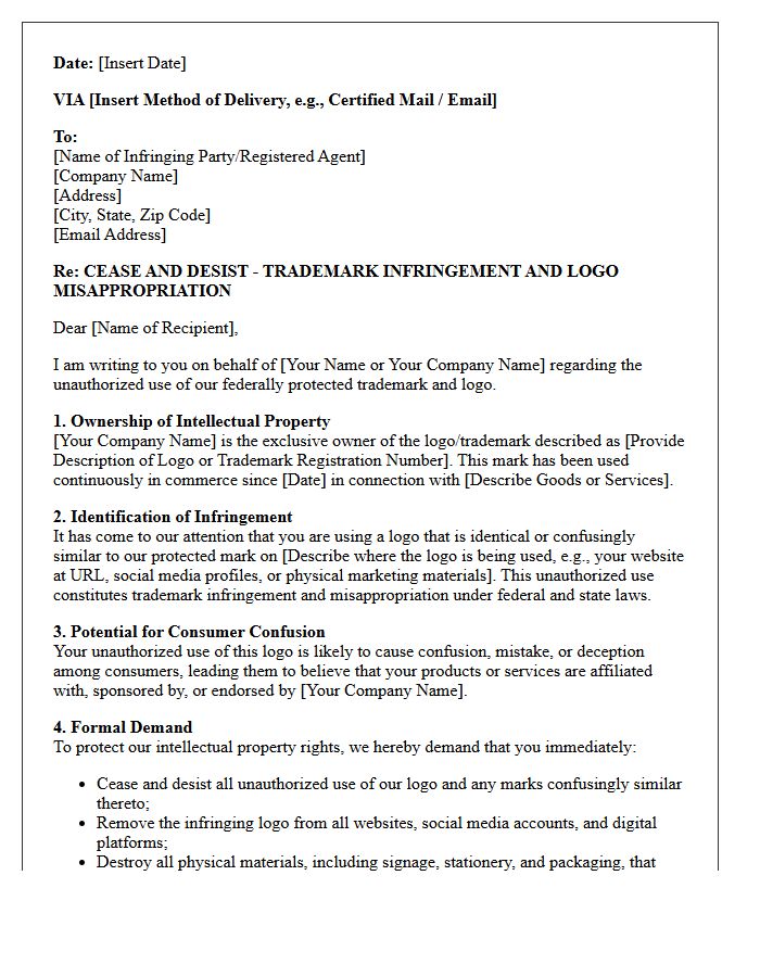 Logo Misappropriation Trademark Infringement Cease and Desist Letter