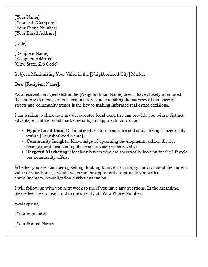 Local Market Expertise Value Proposition Letter