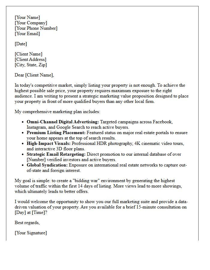 Maximum Marketing Exposure Value Proposition Letter