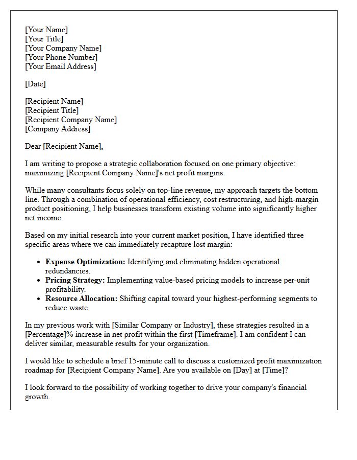 Net Profit Maximization Value Proposition Letter
