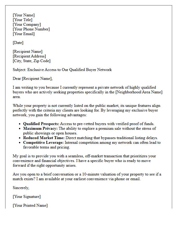 Exclusive Buyer Network Access Value Proposition Letter