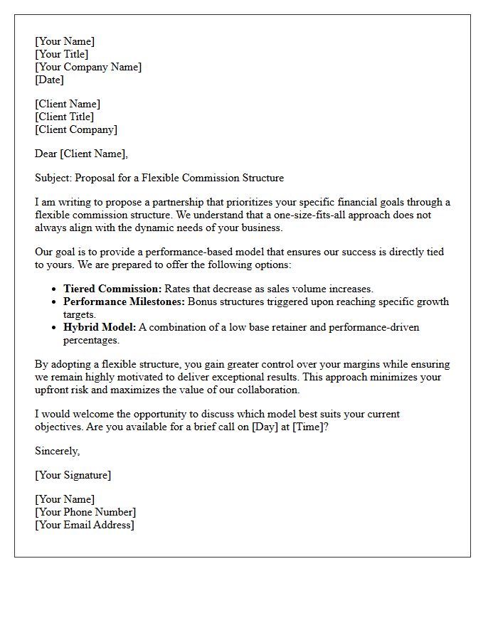 Flexible Commission Structure Value Proposition Letter
