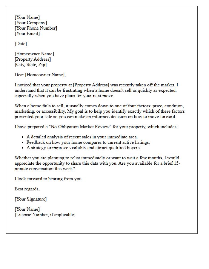 Understanding Why Your Home Did Not Sell Letter