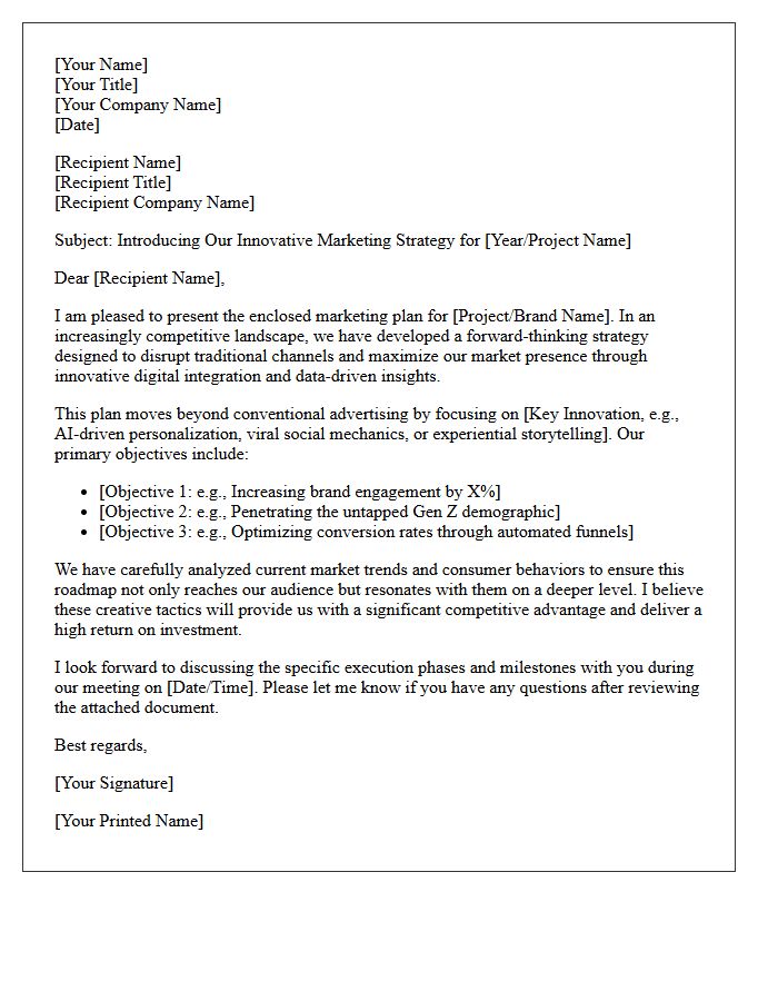 The Innovative Marketing Plan Introduction Letter