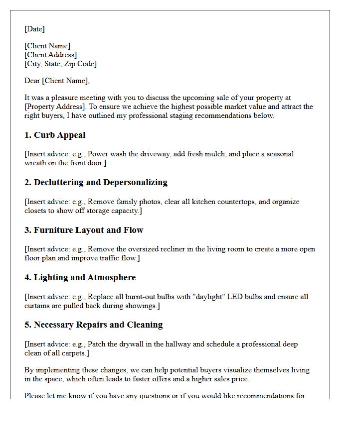 The Professional Home Staging Advice Letter