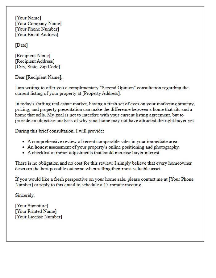 The Second Opinion Real Estate Consultation Letter