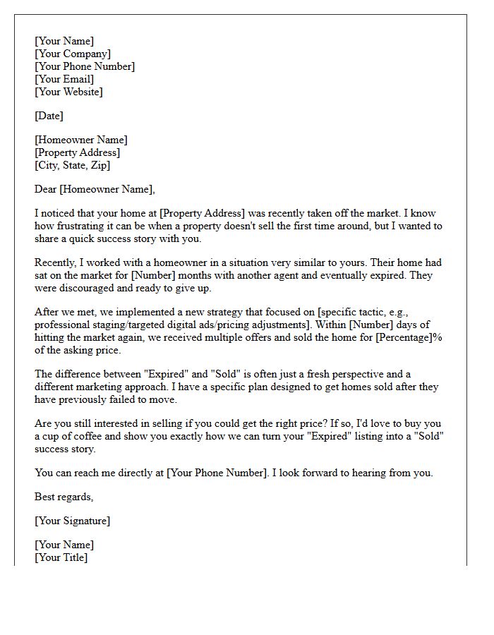 The Expired To Sold Success Story Letter
