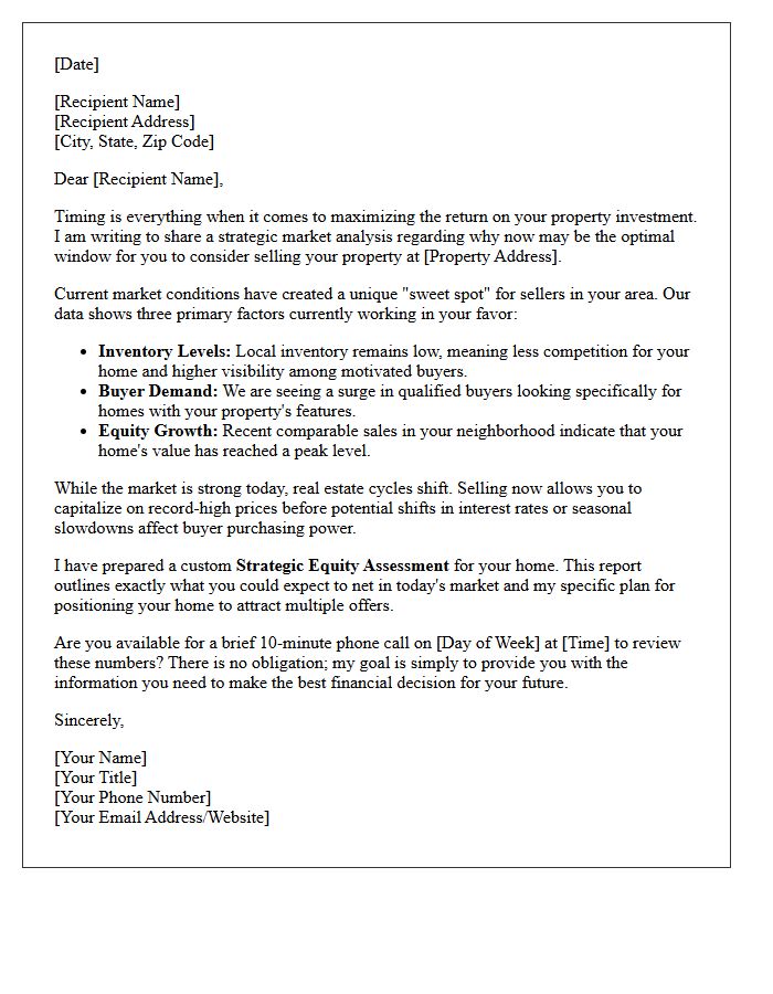 The Right Time To Sell Strategy Letter