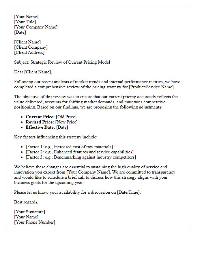 The Accurate Pricing Strategy Review Letter