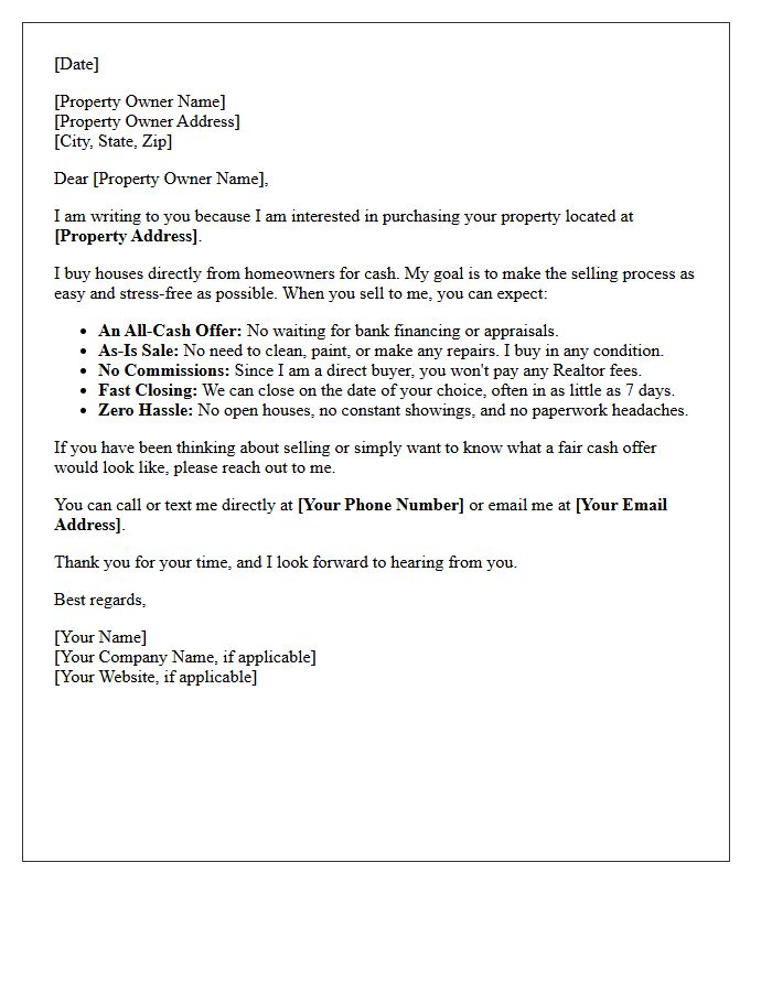 Hassle-Free Cash Offer Real Estate Letter