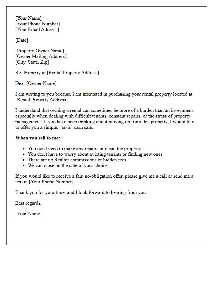 Unwanted Rental Property Easy Sale Letter