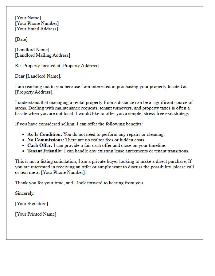 Absentee Landlord Stress-Free Buyout Letter
