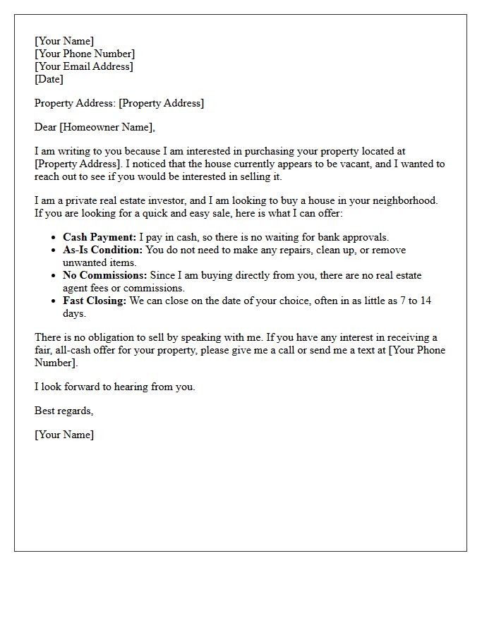 Vacant House Cash Buyer Introduction Letter