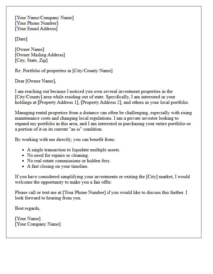Out Of State Investor Portfolio Liquidation Letter