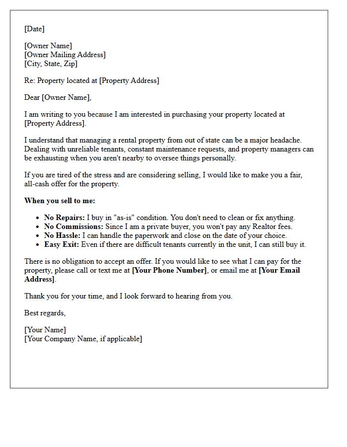 Tired Landlord Out Of State Cash Offer Letter