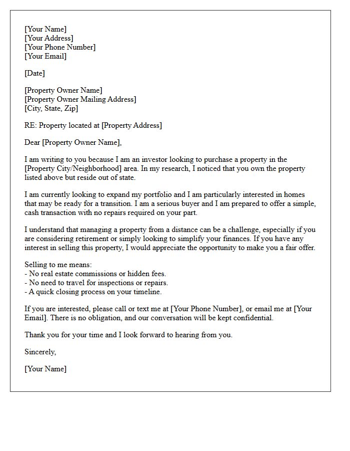 Retiring Investor Out Of State Property Sale Letter