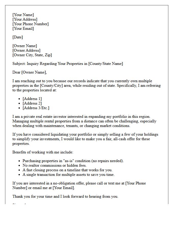 Out Of State Multi Property Liquidation Letter