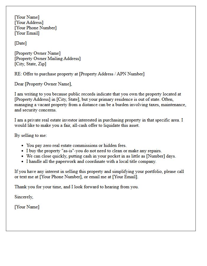 Out Of State Vacant Property Liquidation Letter