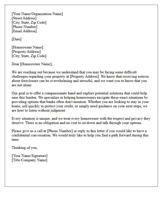 Compassionate Foreclosure Assistance Letter