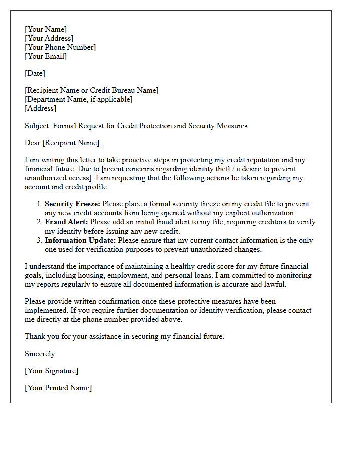 Protecting Your Credit And Future Letter