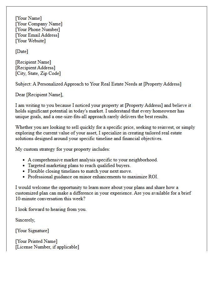 Tailored Real Estate Solutions Letter