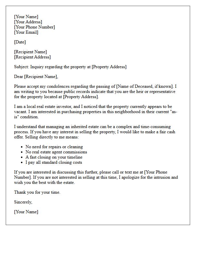 Vacant Inherited Property Inquiry Letter