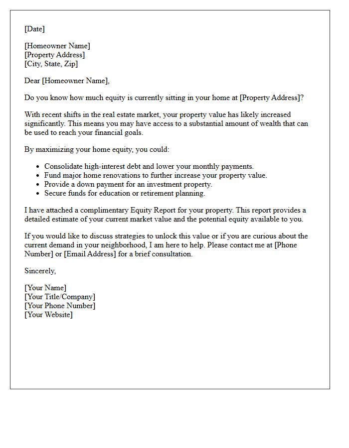 Maximize Your Home Equity Letter