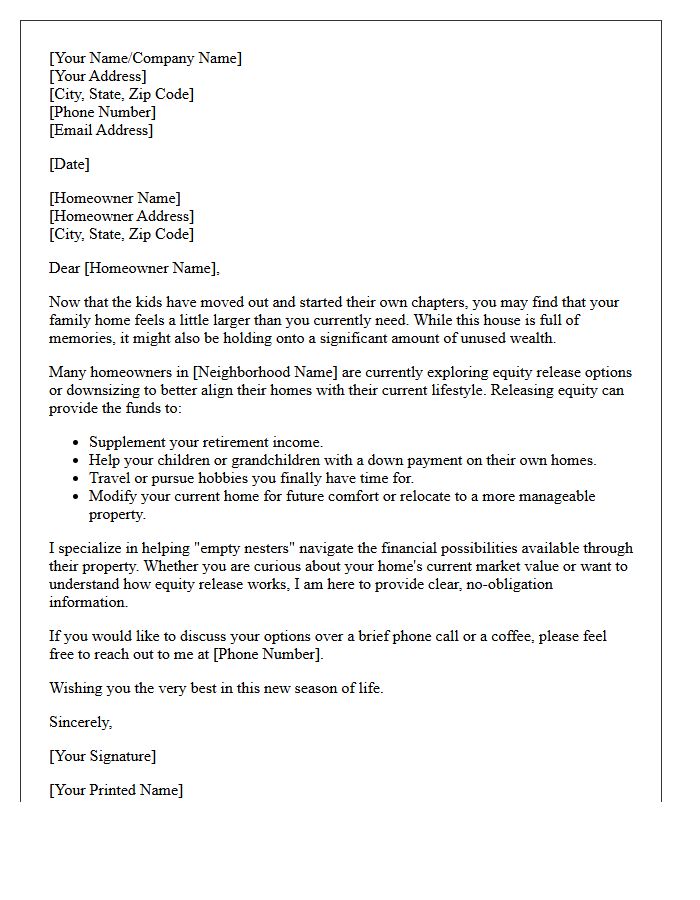 The Empty Nester Equity Release Letter