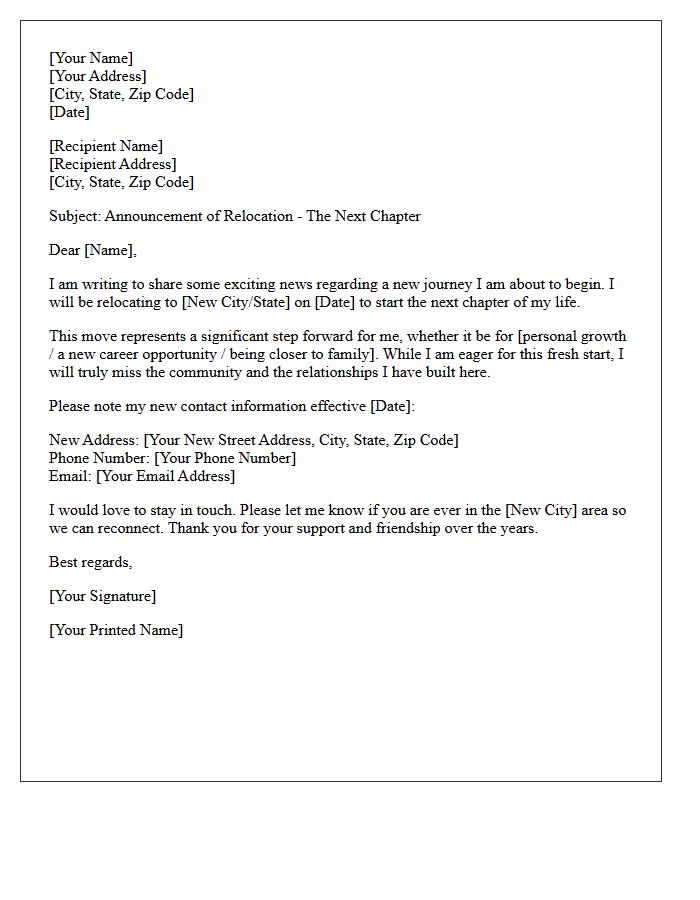 The Next Chapter Relocation Letter
